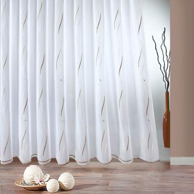 Gardine WECKBRODT "VIVIEN, 1 Stück, halbtransparent, echte Stickerei" Gr. 2, weiß (caramel, weiß), B:300cm H:175cm, Voile, Polyester, Gardinen, Gardine, echte Stickerei, Voile, Allover, Motiv, Halbtransparent, gebogt, Store
