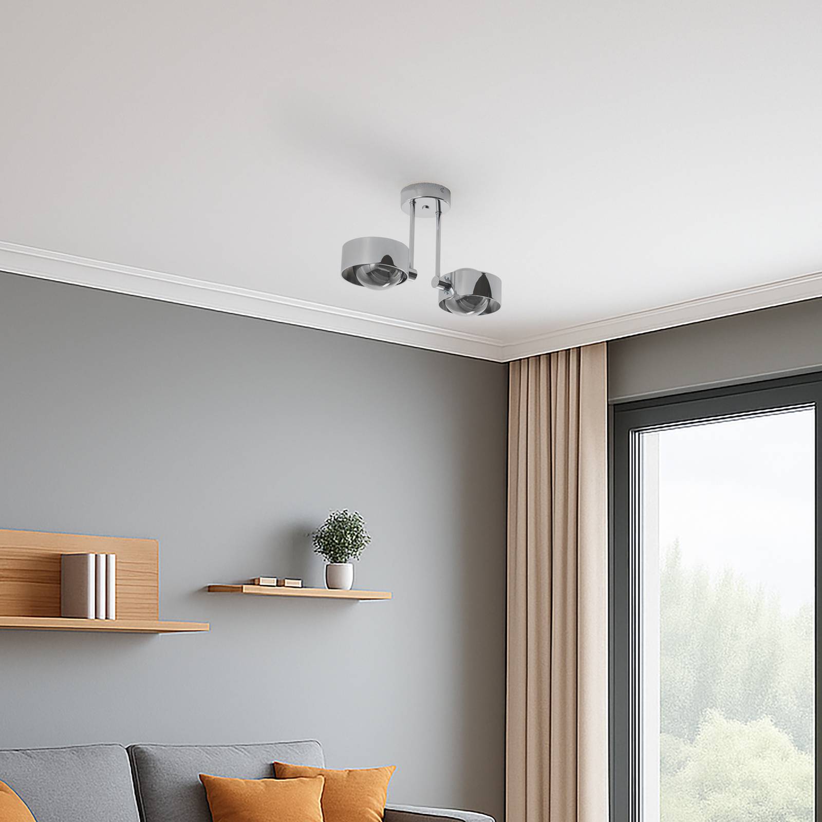 Deckenlampe Mado Argon, dimmbar, chrom / silber, für Badezimmer, Metall, Modern, Deckenlampe