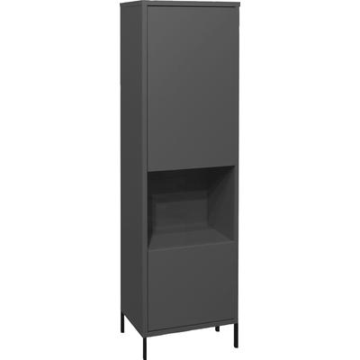 Vitrine MÄUSBACHER "Bonnie", grau (anthrazit matt lack), B:41cm H:145cm T:32cm, Schränke, Vitrine, Vitrine mit Quadratgestell