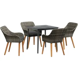 vidaXL 5-teiliges Garten-Essgruppe Grau Poly-Rattan