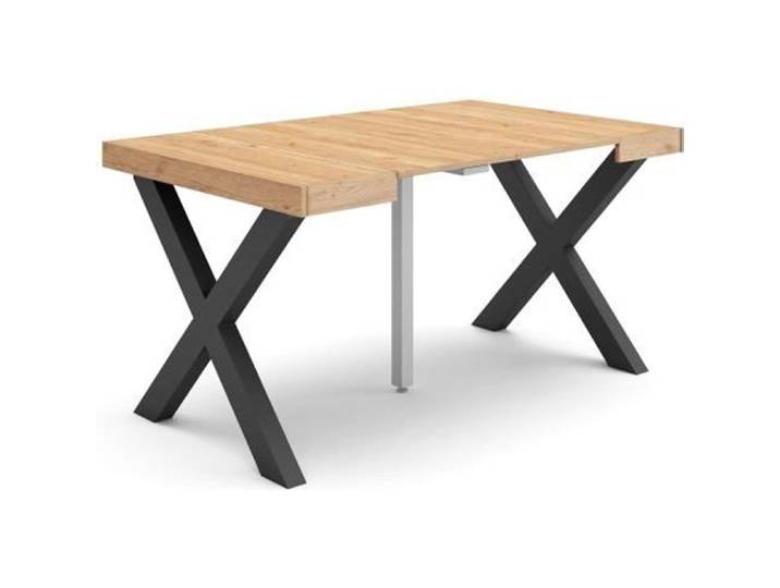 Table console extensible 140x90x72 6cm Pour 6 personnes Pieds bois massif Chêne RF2726
