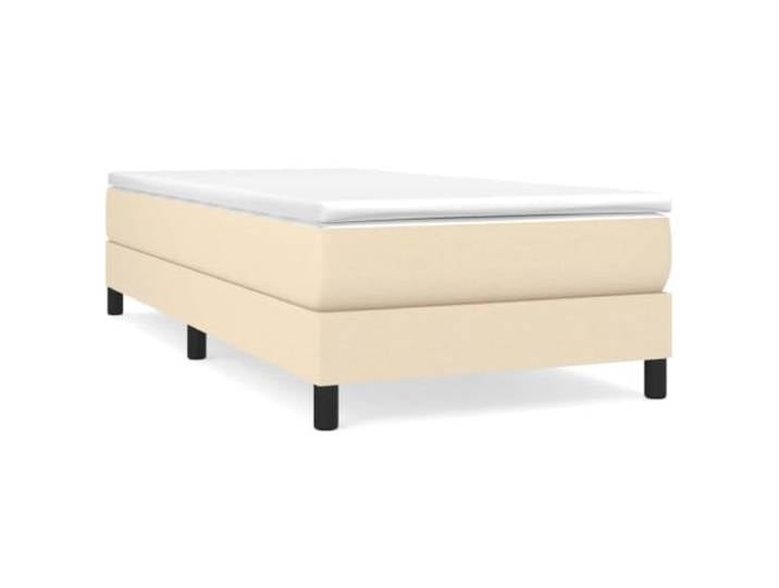 PUGYNBK Boxspringbett, 80 x 200 cm, mit Federkernmatratze, cremefarben Mittlere Härte, atmungsaktiver Stoff, Holzlatten, weicher Schutz, Montageanleitung im Lieferumfang enthalten