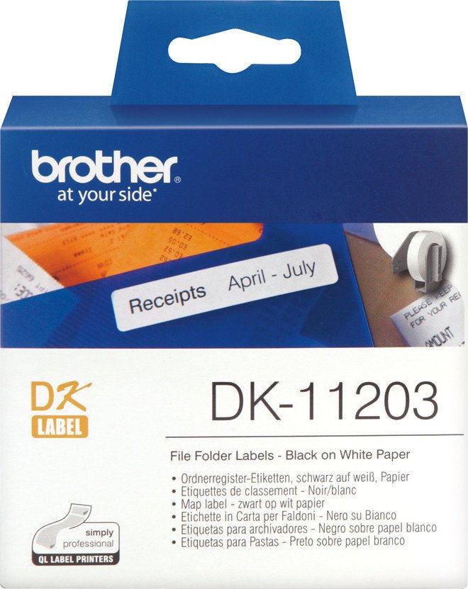 Brother DK-11203 Einzeletiketten - schwarz auf weiß, 300 Stk., 17x 87 mm