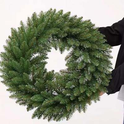Inspire Select Realistic Evergreen Pine Wreath Durable Plastic Christmas Decoration With Pine Needles And Branch Accents 36cm