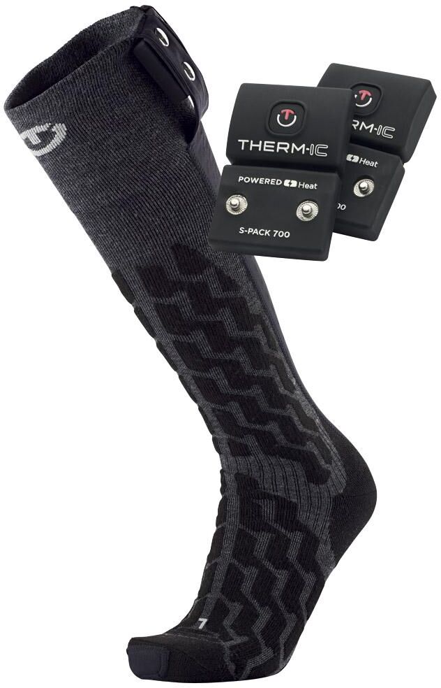 Therm-Ic  - Powersock Set Heat Fusion Uni + S-Pack 700 Black Grey - 42-44 - Chaussettes de ski