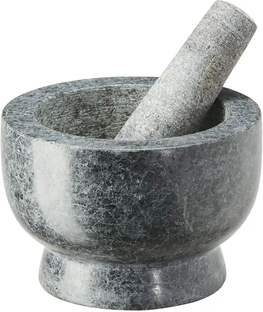 KHG Mörser mit Stößel  Mörser ¦ schwarz ¦ Granit ¦ Maße (cm): H: 8  Ø: 13