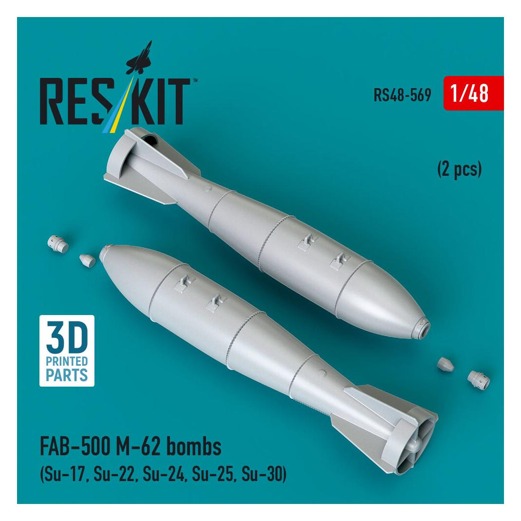 ResKit FAB-500 M-62 bombs (2 pcs) (Su-17, Su-22, Su-24, Su-25, Su-30) (3D Printed) (RS48-0569)