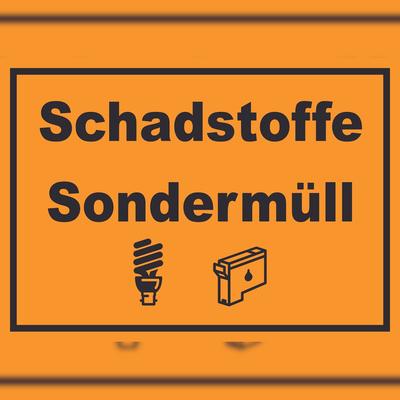 HB-Druck Schadstoffe Sondermüll Mülltrennung Schild Text Symbol Lack Tinte waagerecht A6 (105x148mm)