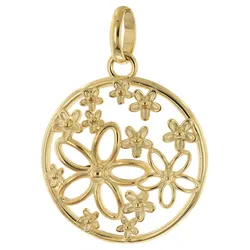 trendor 21997 Damen Schmuck-Anhänger Floral 925 Silber Vergoldet ⌀ 22 mm