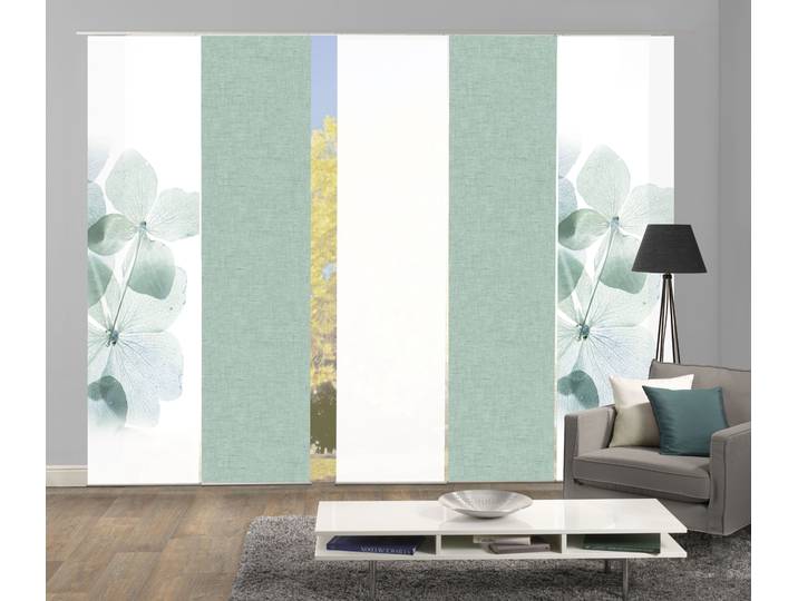 Schiebegardine HOME WOHNIDEEN BONITA 5er SET Gr. 1, grün (mint), B:60cm H:245cm, Polyester, Gardinen, Schiebegardine, Schiebevorhang Digidruck 5er Set BONITA