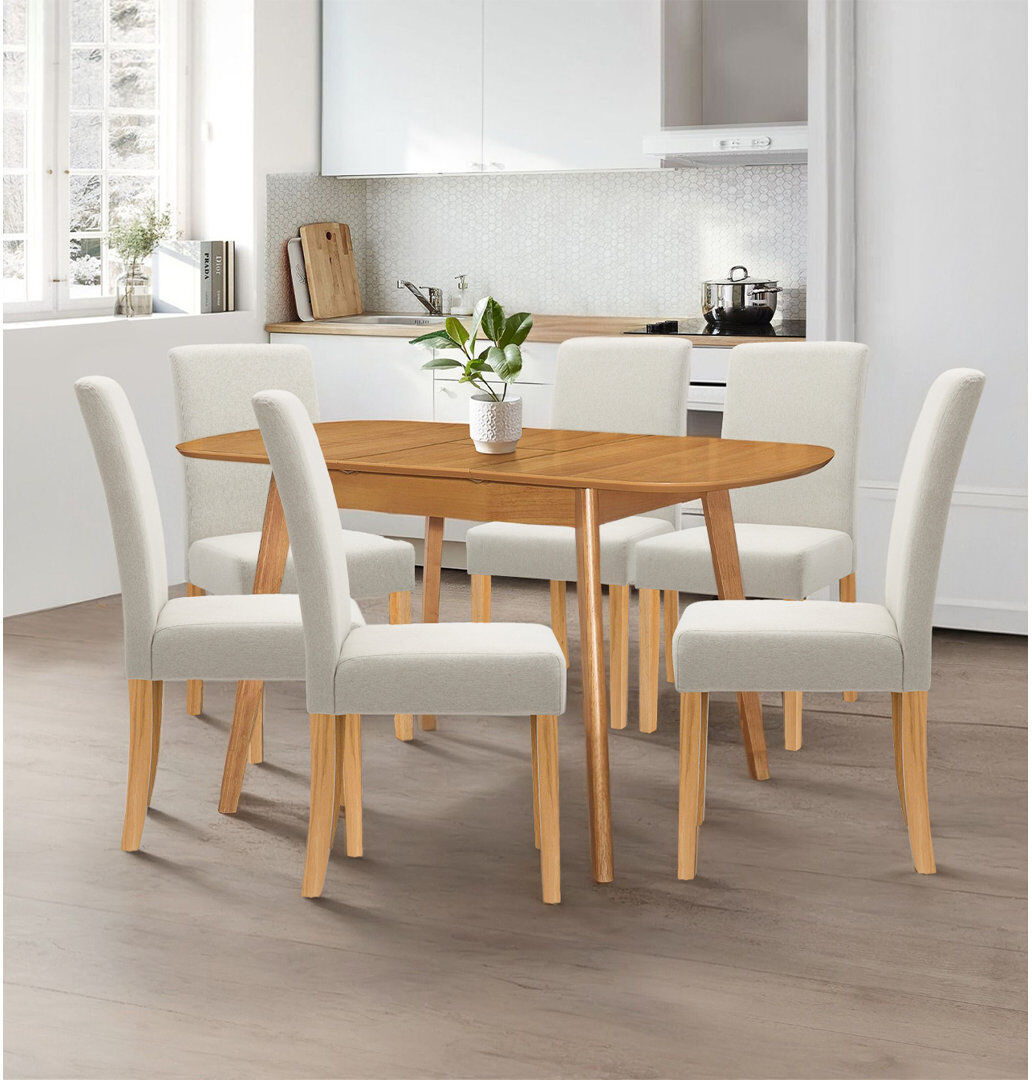 ClassicLiving Balani 6 -Person Butterfly Leaf Dining Set Beige 6