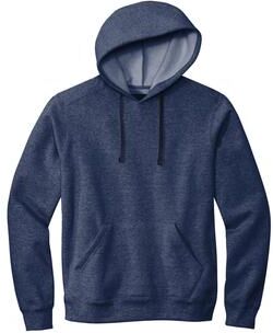 Volunteer Knitwear VL130H Chore Fleece Pullover Hoodie in Strong Navy Blue Heather size Large   Cotton/Polyester Blend