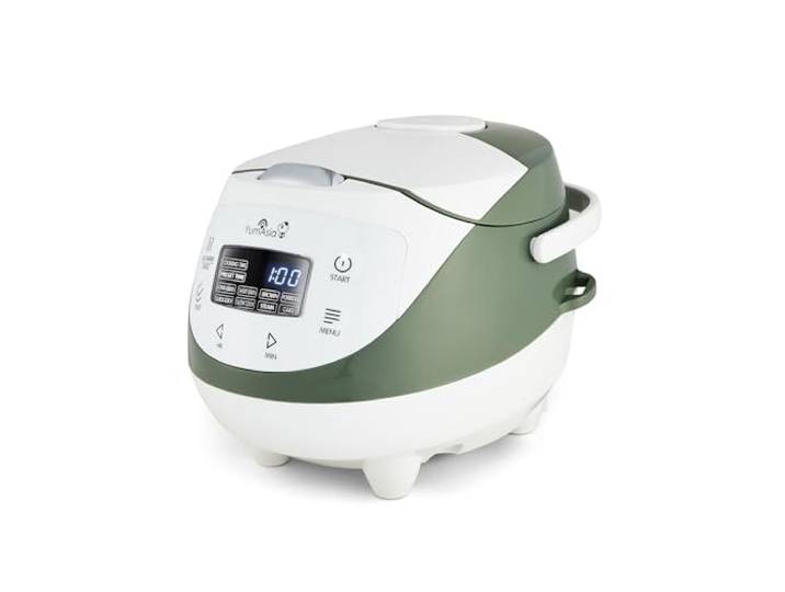 Yum Asia Panda Mini-Reiskocher, Weiß und Salbeigrün, 3,5 Tassen Ninja-Kochbehälter mit Keramikbeschichtung, Fuzzy-Logic, 4 Reisfunktionen, 4 Multifunktionen, 220–240V, EU-Stecker