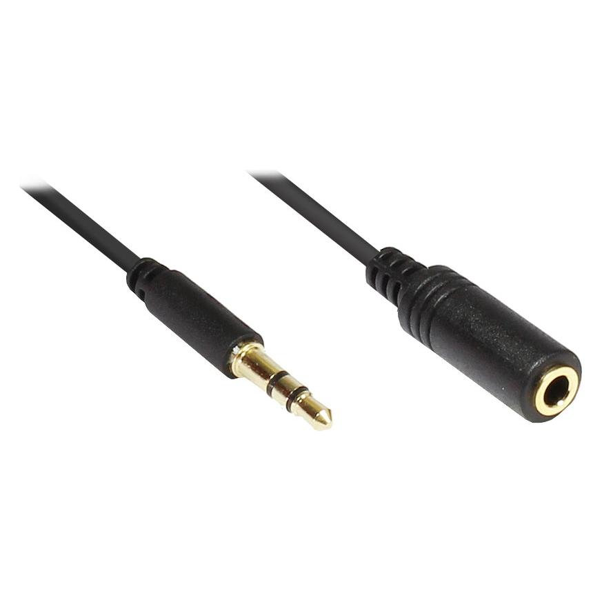 Varia Klinkenverlängerung 3,5mm Stecker auf Buchse, Slim, 0,5m, Schwarz (0.50 m) (427256)