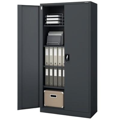 Jan Nowak Aktenschrank abschließbar JAN 5 Ebenen, Flügeltüren | Metallschrank Werkstatt Büroschrank aus Stahl Werkzeugschrank, 195x90x40cm Anthrazit