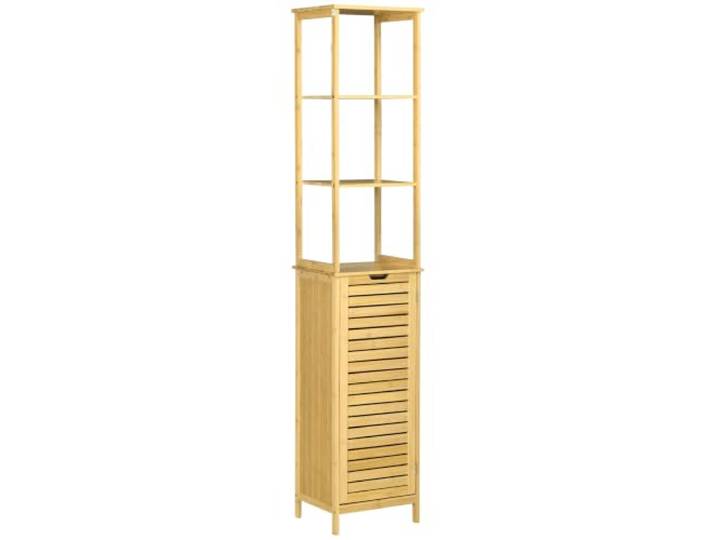 kleankin Badezimmerschrank Badschrank 3 Offene Fächer 34x30x173 cm Natur