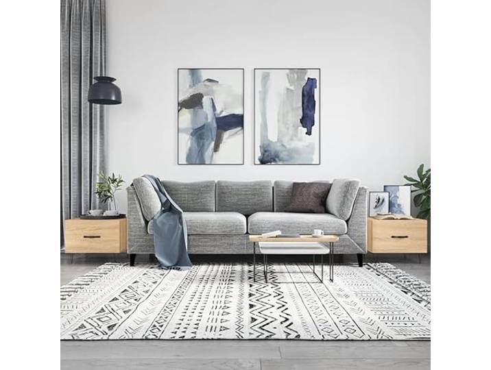 HEFZGDB Couchtische 2 STK. Sonoma-Eiche 50x50x40 cm Holzwerkstoff mit Schublade und Eisenbeinen für Stauraum und Stabilität, Beistelltisch Wohnzimmer Möbel