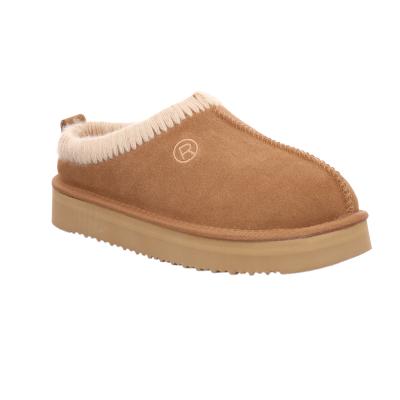 Pantoffel ROHDE "Genova", Damen, Gr. 40, Lammfell, braun (hellbraun), Veloursleder, Schuhe, Mules, Hausschuh, Homeslipper mit Lammfell