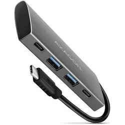 Axagon HMC-4G2 (USB-C, 4 Ports), Dockingstation + USB Hub, Grau, Silber