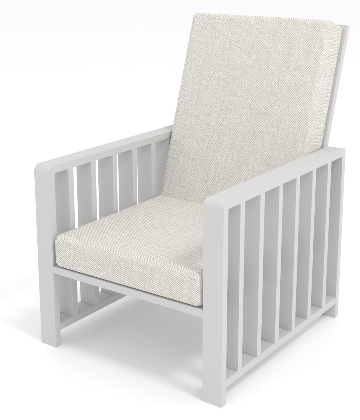 Möbae Solena Gartenstuhl Weiß 80x65x92 cm mit beigen Kissen aus Kiefernholz Holzstuhl für Terrasse Balkon Garten moderne Gartenmöbel wetterfest und bequem