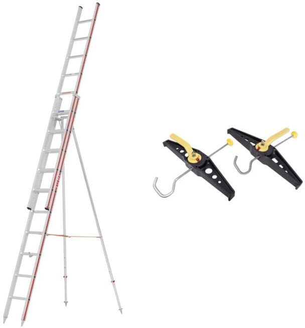 Set Hymer Obstbaumleiter zweiteilig, 2x10 Sprossen + Leiterhalterset für Dachträger