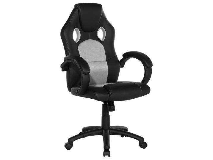 BÜROSTUHL Kunstleder Schwarz/Grau Fighter