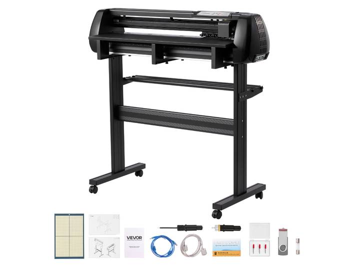 Vevor Plotter De Decoupe Largeur Dealimentation Max. 870 Mm\, Traceur De Coupe Vinyle Doubles Lames\, Force Et Vitesse Reglables\, Ecran Led\, Avec Logiciel Signmaster Compatible Avec Windows Et Macos