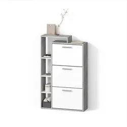 SCHUHKIPPER Ortello Weiß/Beton 80 x 128.3 cm mit 3 Fächern
