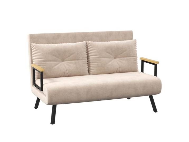 Canapé Clic-Clac - SOGEU - Clic-Clac 102x73x81 cm - Dossier 5 positions - Tissu polyester beige - Cadre acier