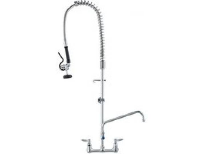 VEVOR Robinet de Cuisine avec Douchette de Prérinçage, Mitigeur avec Douchette Extractible Mural, pour Évier à 1/2/3 Bacs, Mélangeur en Laiton, Hauteur 111 cm Entraxe 20,3 cm Bec Pivotant 30,5 cm