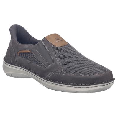 Slipper JOSEF SEIBEL "New Anvers 25", Herren, Gr. 44, Textil, grau (asphalt kombi), Leder, Textil, kontrastfarbene Details, Schuhe Slipper, Schlupfschuh, Halbschuh, Komfortschuh in Schuhweite K (=extraweit)