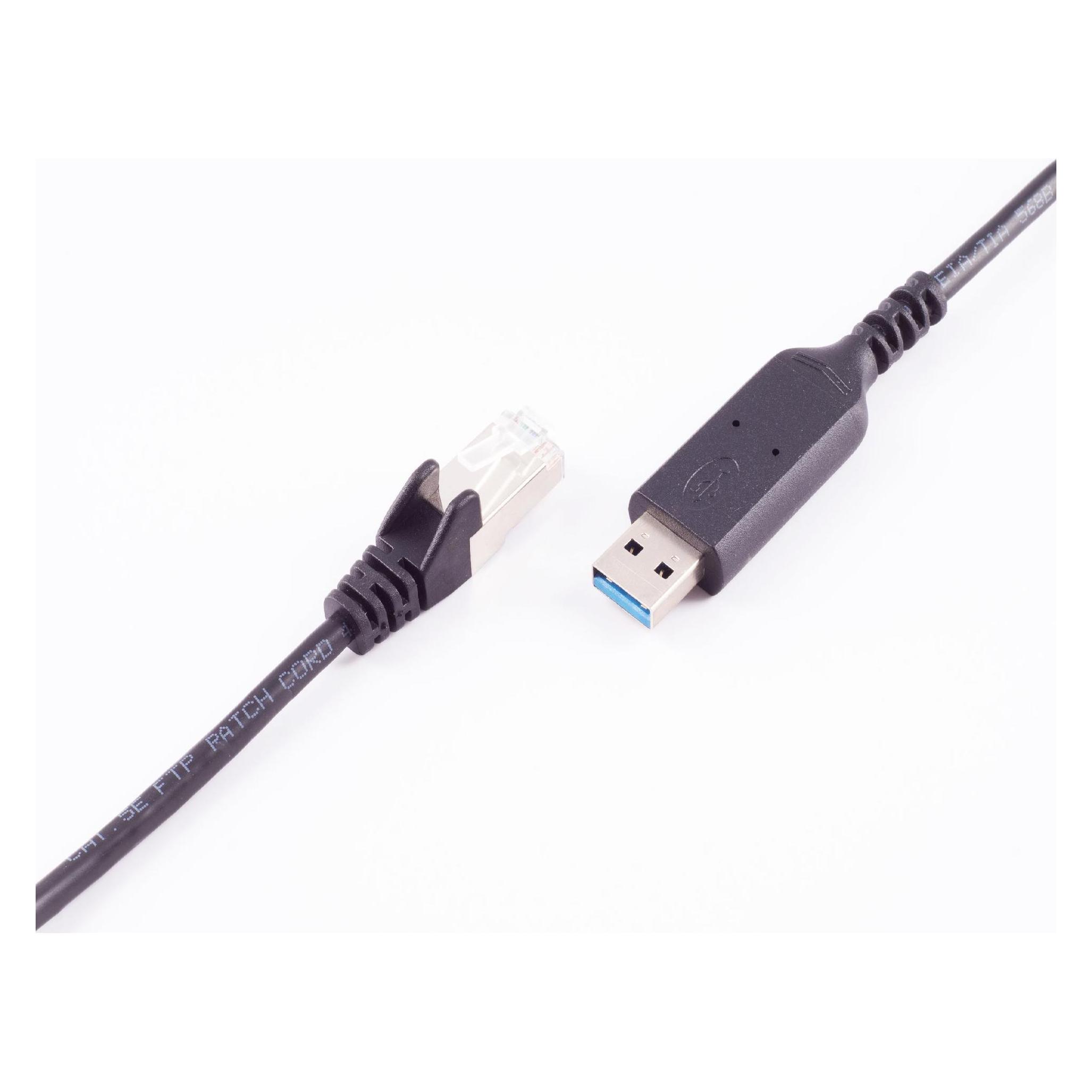 Shiverpeaks --USB-A LAN Adapterkabel 1G, USB Typ A Stecker auf RJ45, PVC, schwarz, 1,5m (USB) (BS13-52155)
