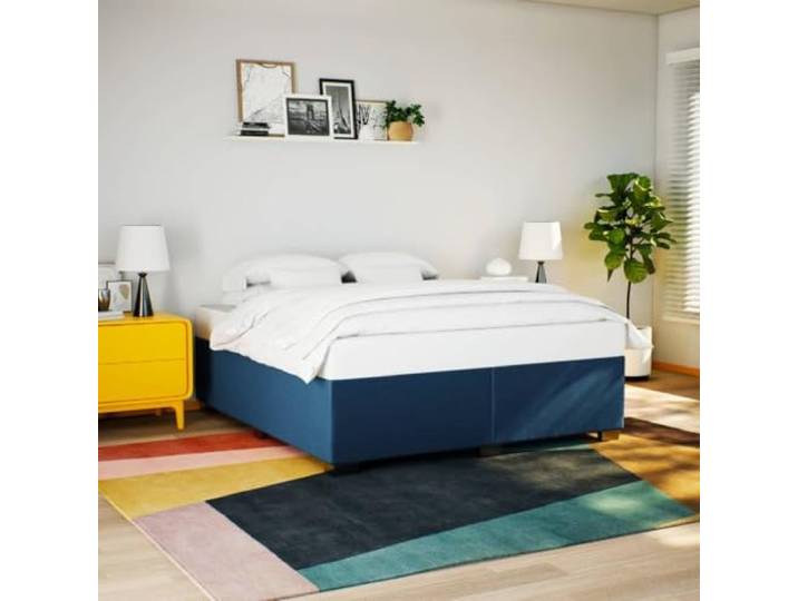 KTHLBRH Boxspringbett mit blauer Matratze 180 x 200 cm Mit Lattenrost, waschbarer Matratzenschoner, Polyestergewebe, stabile Unterstützung