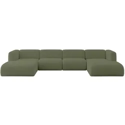 WOHNLANDSCHAFT MIRA-U2 408x179x70 Grün Bouclé