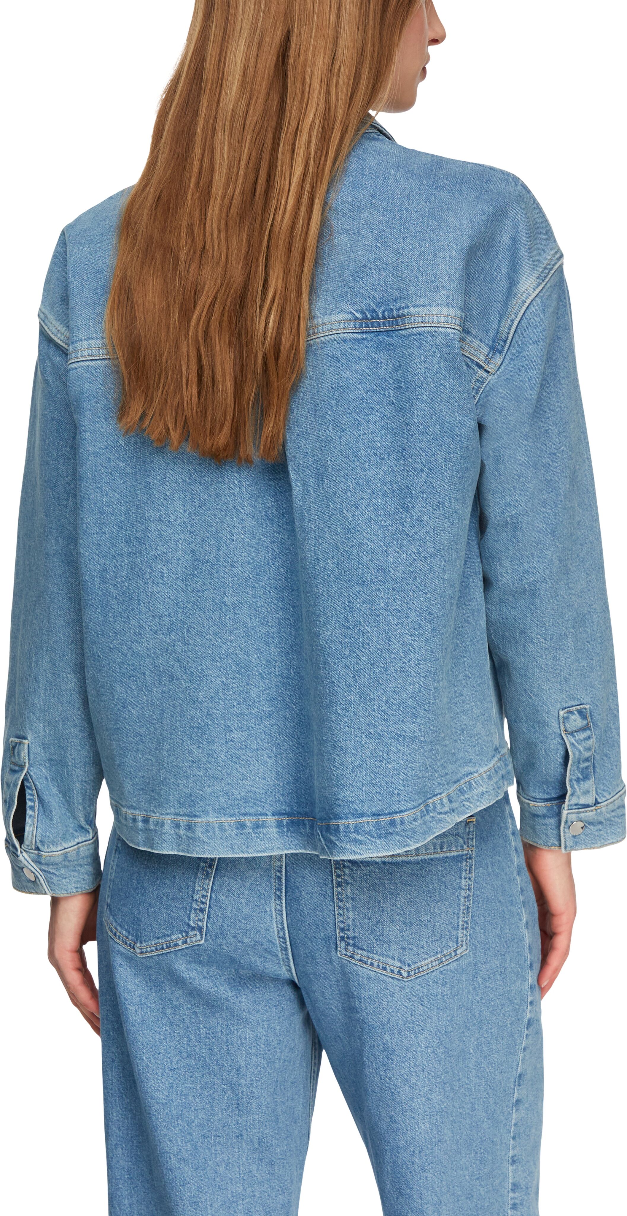 Jeansjacke COMMA, Damen, Gr. 34, blau, Denim/Jeans, Obermaterial: 99% Baumwolle, 1% Elasthan, unifarben, regular fit normal, Manschette, Jacken Jeansjacke, mit Taschen blau 34