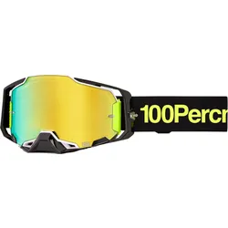 100 Percent Armega Orban, Crossbrille verspiegelt - Schwarz/Neon-Gelb Gold-Verspiegelt