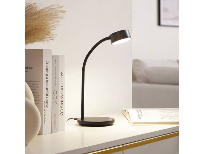 lampe de table LED Maori noire - Lindby - Bureau / espaces de travail - Moderne - Métal - À ampoule unique