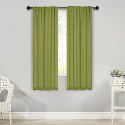 Superior Solid 2-Piece Room Darkening Curtain Set, Rod Pocket Backtab Header Window Drapes