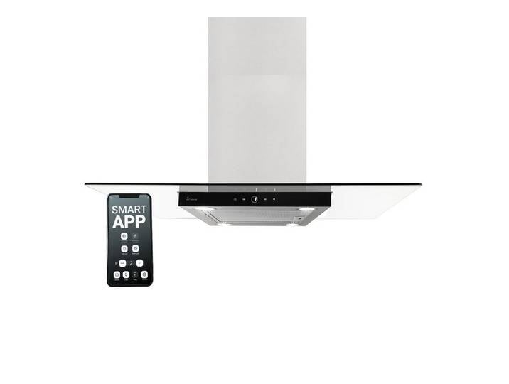 KKT KOLBE Inselhaube Dunstabzugshaube 90 cm MULTI-INSEL-HC Inselhaube / Abzugshaube / Smarte WiFi-App / Edelstahl / Glas
