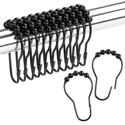 12 Stück Edelstahl Vorhangringe Duschvorhang-Rollerball-Ringe 5 Rollen poliertes Satinnickel-Ball