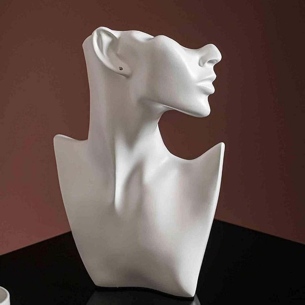 Abstract Beeld Buste Decoratie Wit - Handgeschilderde Hars - Hoogte: 27.5 cm