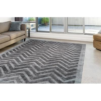Teppich KAYOOM "Luxury 410" Gr. 4, grau (anthrazit), B:160cm H:13mm L:230cm, Viskose, Teppiche, Teppich, Wohnzimmer