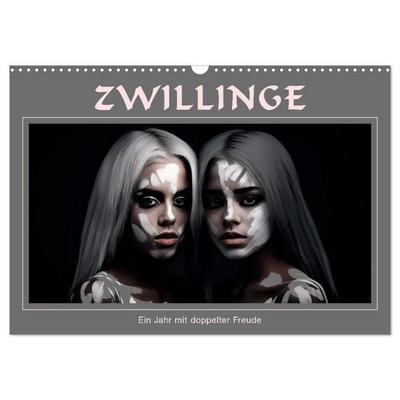 Zwillinge - Ein Jahr mit doppelter Freude (Wandkalender 2027 DIN A3 quer), CALVENDO Monatskalender