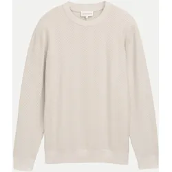 Gemusterter Pullover mit Rundhalsausschnitt 37142-white beige zig zag structure L