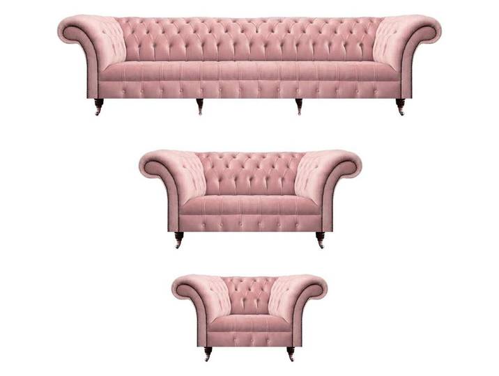 Xlmoebel Chesterfield-Sofa Rosa Sofagarnitur im Chesterfield-Stil mit hochwertigen Polstern, Hergestellt in Europa