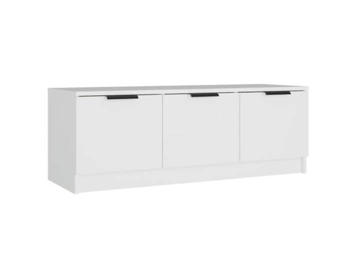 GKHPYURE TV-Schrank weiß 102 x 35 x 36,5 cm Holz mehrschichtig Mit Türen, Einlegeböden, reversible Tür, Montage erforderlich