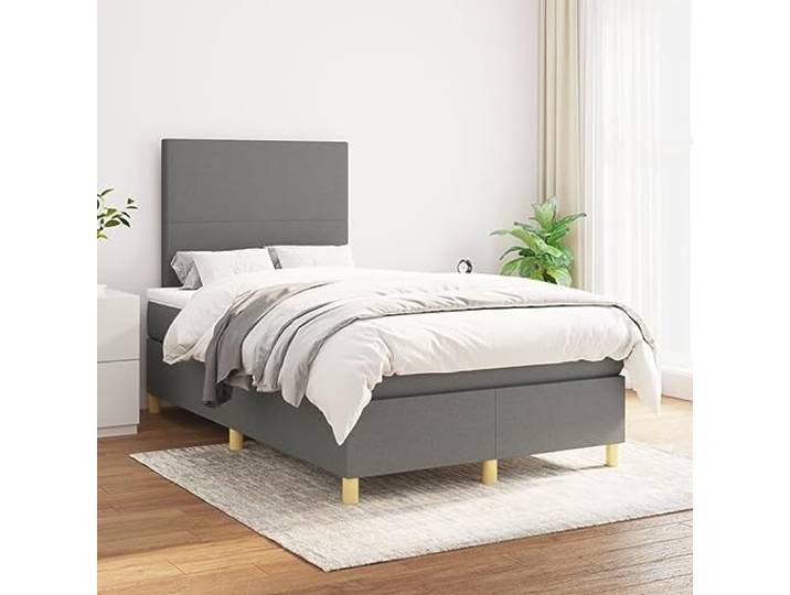 RJPLMFV Lattenrost, Matratze, Dunkelgrau, 120 x 200 cm Kopfteil verstellbar, Taschenfederkern, mittelharte Unterstützung, atmungsaktives Gewebe, mit Matratzenschoner