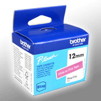 Originalband Brother Btag-P35 12mm x 4m weiß auf pink nicht laminiert BTAGP35