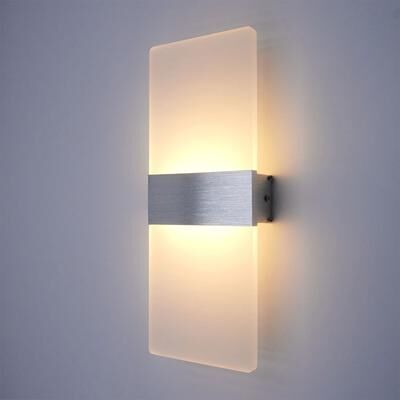 Uplifted Goods Sleek Minimalist LED Indoor Sconce And Accent Wall Lamp silver 12w warm White (2700 3500k)