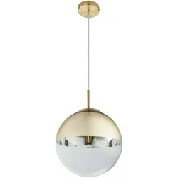 Pendelleuchte Glaskugel Esstischlampe Hängelampe Wohnzimmer, gold, 1x E27, DxH 25x120 cm